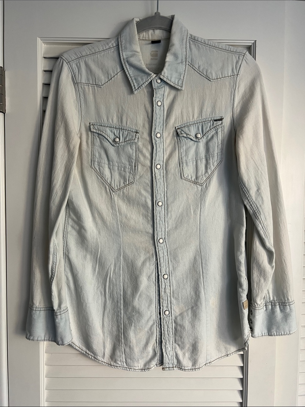 G-Star Light Wash Denim Button-Down Shirt